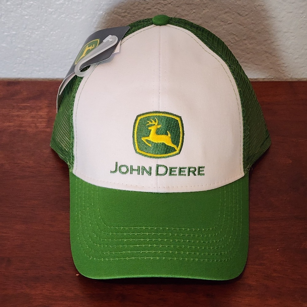 NWT JOHN DEERE Snap Back Cap - Trucker Farmer Hat - Outdoors Farmhand Cowboy